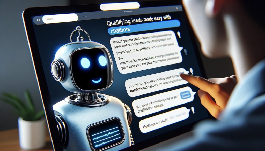 A close-up of a chatbot in action, engaging with a user and showcasing its lead qualification capabilities.