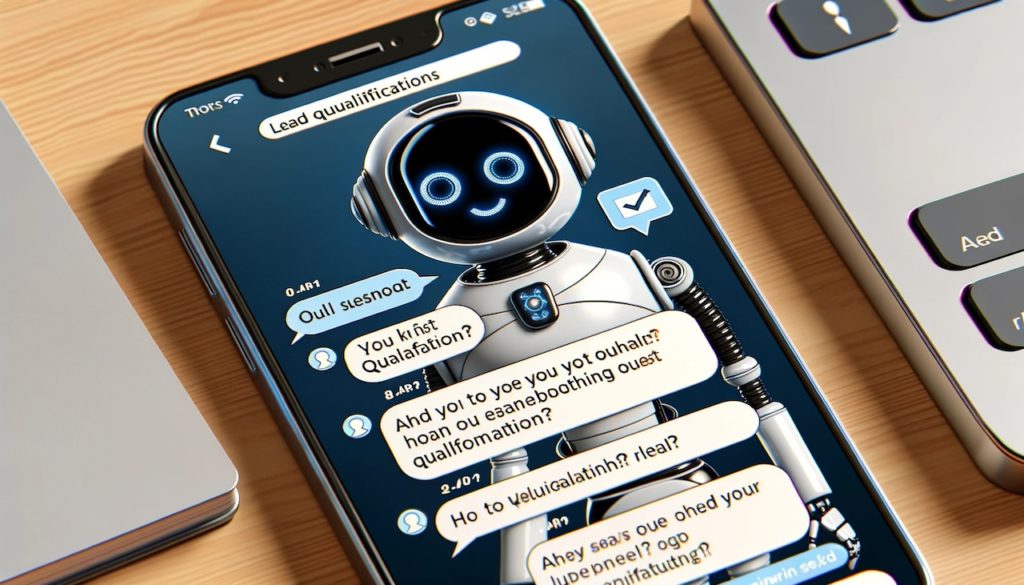 A chatbot asking a potential customer qualification questions with a sleek and modern interface.