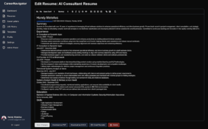 Craft and manage multiple resumes with our user-friendly editor, enhanced with AI assistance to help you stand out in any job market.